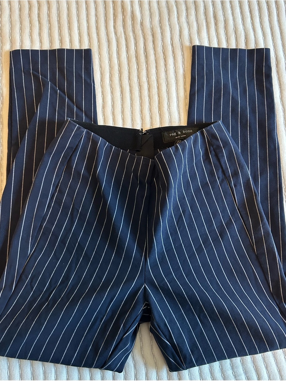 rag & bone Navy Pinstripe Tapered Dress Pants
